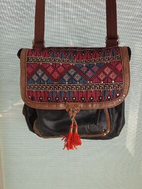 The Sak Ethnic Pattern Crossbody Bag - Red & Brown